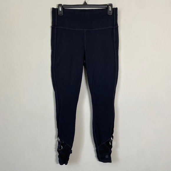 Athleta High Rise Sublime 7/8 Tight Leggings Women's Medium Black Cutout Active - Picture 7 of 16